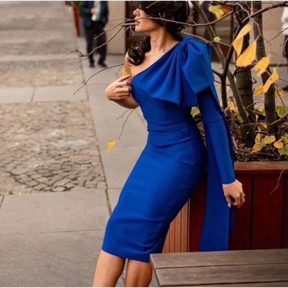 LELA BANDAGE DRESS IN ROYAL BLUE (XL) - Picture 2 of 2